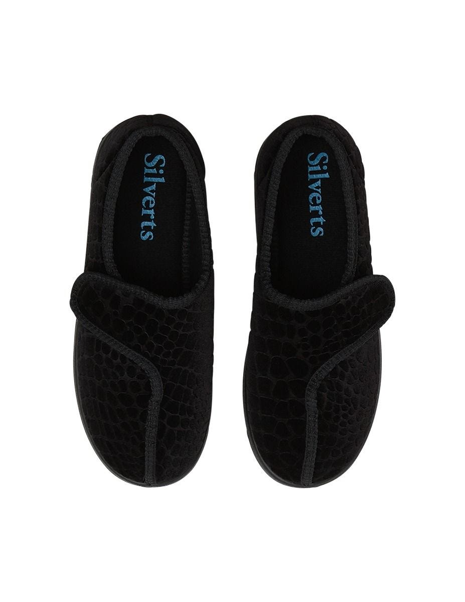 june adaptive Womens Wide non slip adjustable indoor slippers black